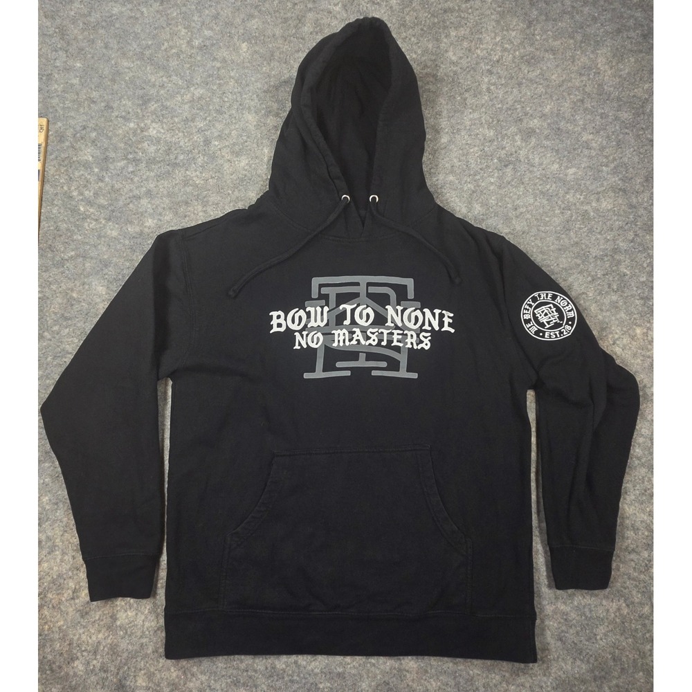 We Defy The Norm Bow To None No Masters Black Graphic Hoodie Mens Large